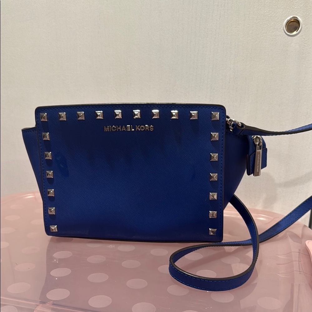 Michael Kors Royal Blue Studded Crossbody Bag